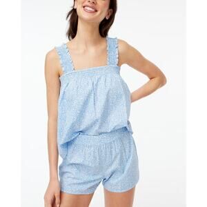 J. Crew Smocked Tank Pajama Set Soft Cornflower White Womens 2XL Sleepwear XXL